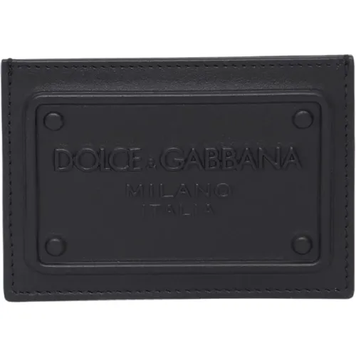 Schwarzer Lederkartenhalter für Männer , Herren, Größe: ONE Size - Dolce & Gabbana - Modalova