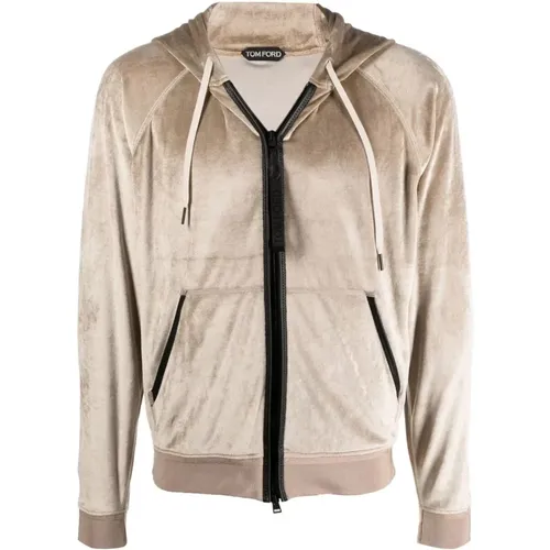 Velour Track Jacket with Zip Closure , male, Sizes: XL, L - Tom Ford - Modalova