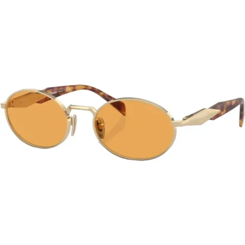 Women's Oval Sunglasses Gold Orange , unisex, Sizes: 55 MM - Prada - Modalova