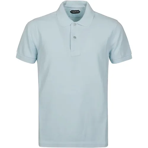 Polo Shirts,Schokoladen Tennis Piquet Polo Shirt,Hellblauer Tennis Polo Shirt,Kurzarm-Polo-Tennishemd,Rosa Tennis Piquet Polo Shirt - Tom Ford - Modalova