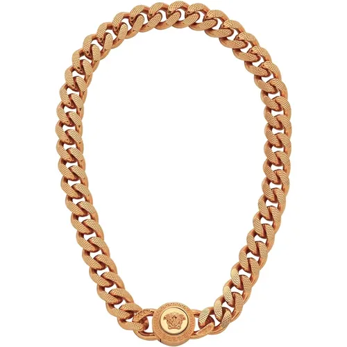 Gold Necklace with Medusa Icon , male, Sizes: ONE SIZE - Versace - Modalova