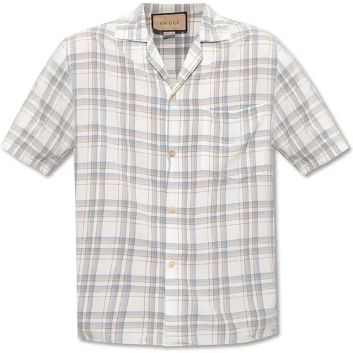 Checked Short Sleeve Shirt , male, Sizes: XL - Gucci - Modalova