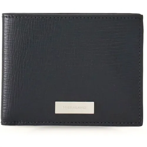 Grained Leather Wallet with Card Slots , male, Sizes: ONE SIZE - Salvatore Ferragamo - Modalova