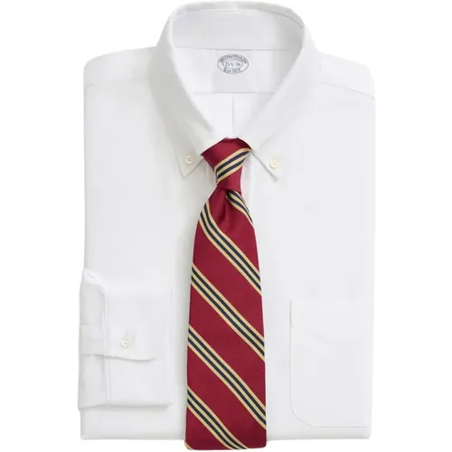 Weißes Regular Fit Oxford Hemd mit Button-Down-Kragen , Herren, Größe: 2XL - Brooks Brothers - Modalova