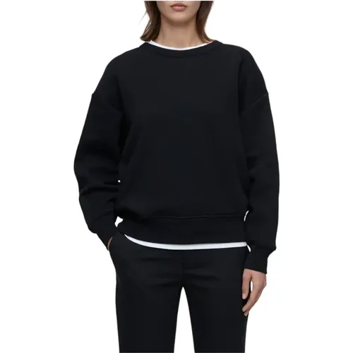 Bedruckter Sweatshirt mit Rippdetails , Damen, Größe: L - closed - Modalova