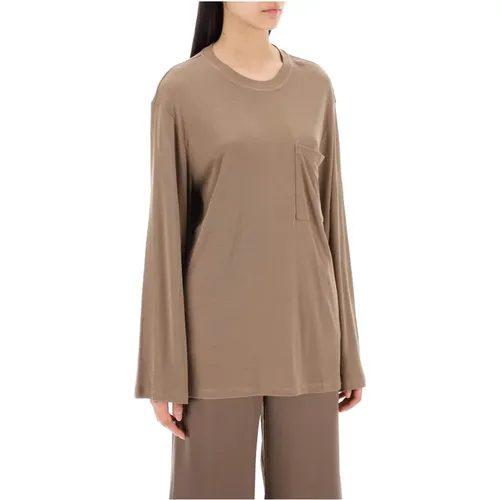 Geripptes Langarm-Oversized-T-Shirt , Damen, Größe: M - By Malene Birger - Modalova