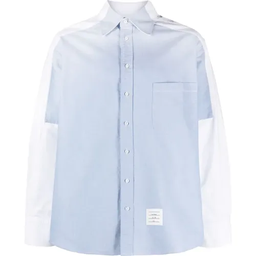 Long Sleeve Oversized Shirt , male, Sizes: L, M - Thom Browne - Modalova