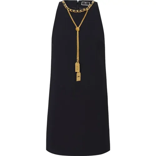 Sleeveless Mini Dress with Chain Necklace , female, Sizes: S, M, L, 2XL - Elisabetta Franchi - Modalova