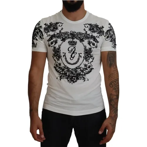 Floral Crewneck T-shirt , male, Sizes: XS - Dolce & Gabbana - Modalova