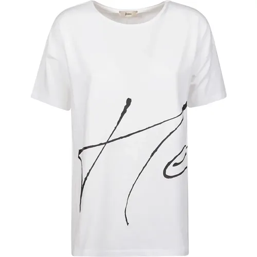 Bianco/Nero T-Shirt - Stylish Model , female, Sizes: S, L, M - Herno - Modalova