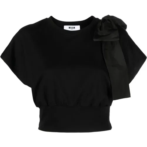 Schwarzes Oversize-Schleifen T-Shirt - Msgm - Modalova