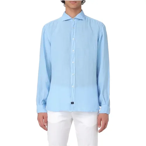 Clear Linen French Collar Shirt , male, Sizes: 2XL, L, XL, M, 3XL - Fay - Modalova