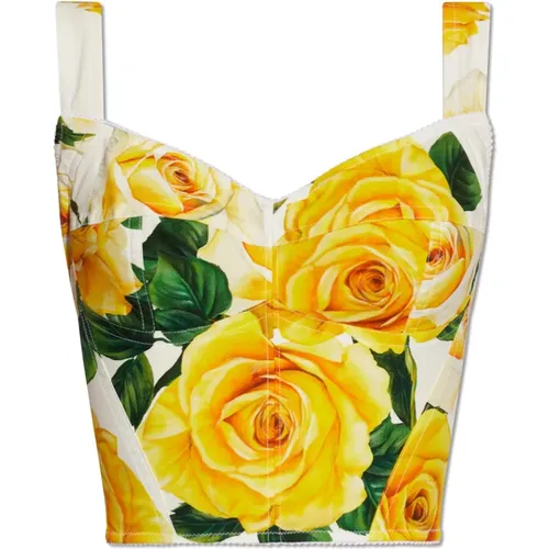 Top with floral motif , female, Sizes: M, S - Dolce & Gabbana - Modalova