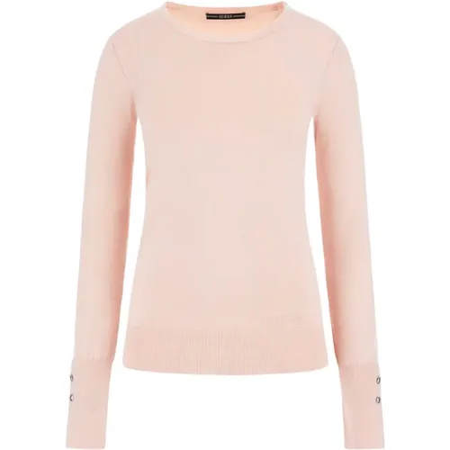 Rundhalsausschnitt Pullover , Damen, Größe: L - Guess - Modalova