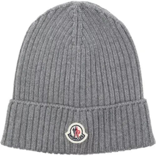 Grey Kids Beanie Hat , male, Sizes: M, L, S - Moncler - Modalova