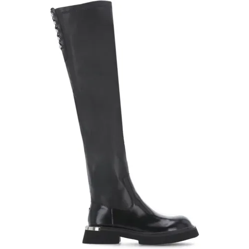 Schwarze Lederstiefel mit Metalllogo - Cult - Modalova