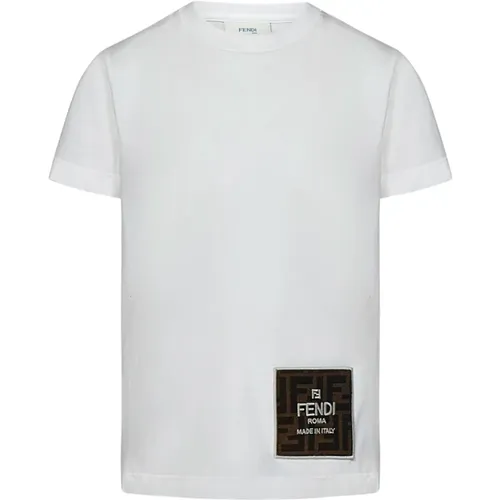 Jungen Weißes T-Shirt mit Logo-Patch - Fendi - Modalova