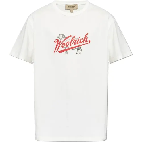 T-Shirt mit Druck , Herren, Größe: M - Woolrich - Modalova