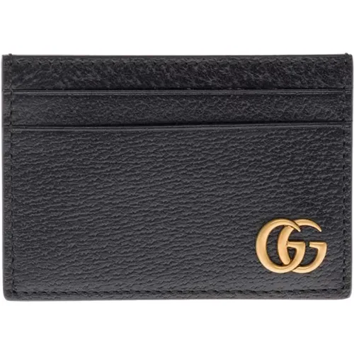 Leather Card Holder with Metal Logo , male, Sizes: ONE SIZE - Gucci - Modalova