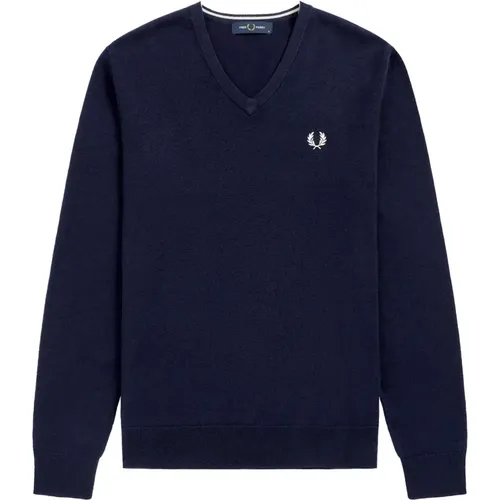 Fp Clic V-Ausschnitt-Pullover Blauer Pullover , Herren, Größe: XS - Fred Perry - Modalova