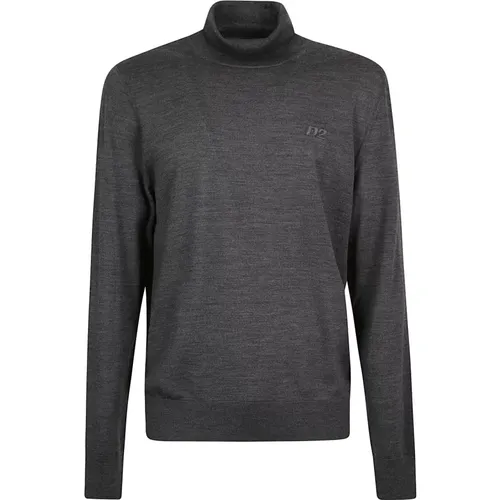 Grauer Turtleneck Pullover Pullover , Herren, Größe: L - Dsquared2 - Modalova