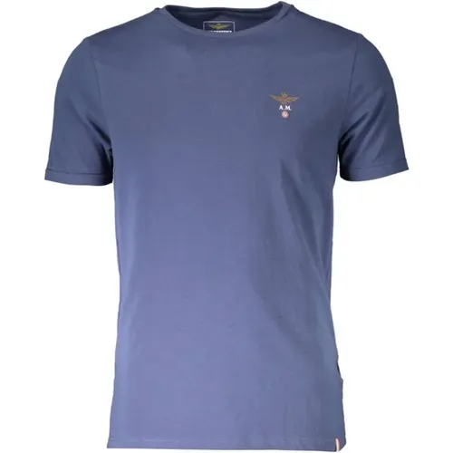 Blau Baumwolle Logo T-Shirt , Herren, Größe: M - aeronautica militare - Modalova