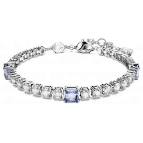 Matrix Tennis Bracelet, Blue, Rhodium Plated , female, Sizes: ONE SIZE - Swarovski - Modalova