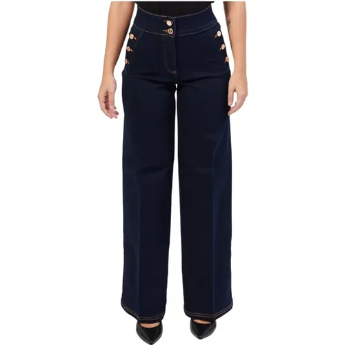 Blaue High-Waist Wide Leg Jeans , Damen, Größe: W34 - Silvian Heach - Modalova