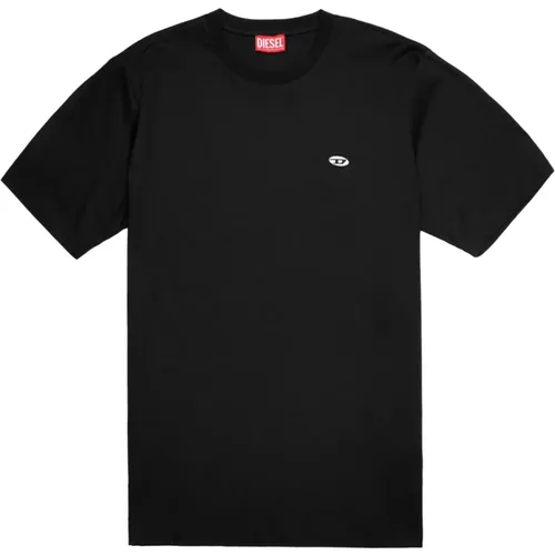 T-Shirt mit ovalem D-Logopatch , Herren, Größe: XS - Diesel - Modalova
