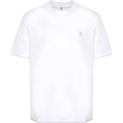 Weiße Baumwoll-Jersey T-Shirts Polos , Herren, Größe: M - BRUNELLO CUCINELLI - Modalova