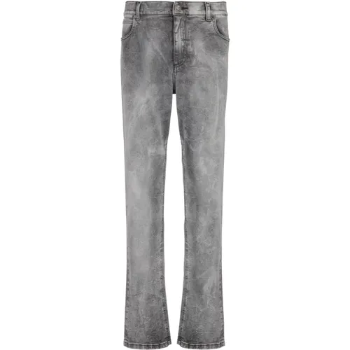 Graue Denim Regular-Fit-Jeans , Herren, Größe: W30 - Balmain - Modalova