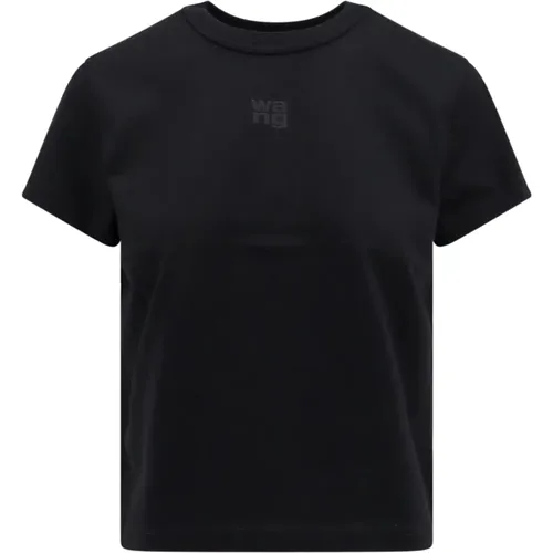 Baumwoll Logo T-Shirt Rundhalsausschnitt Kurze Ärmel , Damen, Größe: L - alexander wang - Modalova