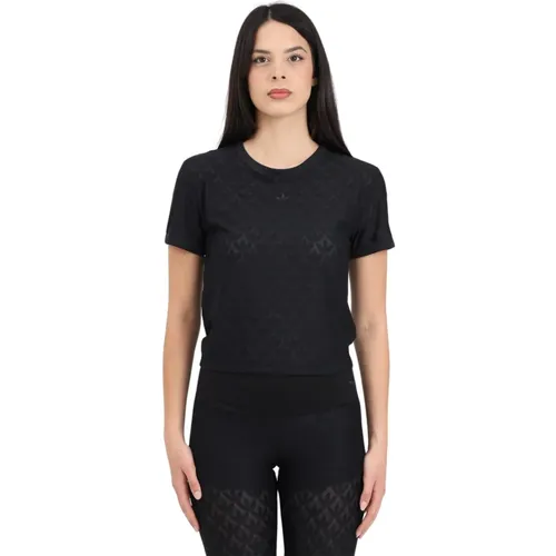 Schwarzes Mode Monogramm T-Shirt Frauen - adidas Originals - Modalova