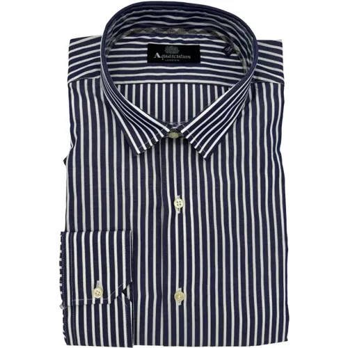 Blaues Herrenhemd 100% Baumwolle , Herren, Größe: 3XL - Aquascutum - Modalova