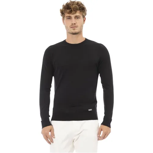 Langarm Crewneck Monogramm Pullover , Herren, Größe: 2XL - Baldinini - Modalova