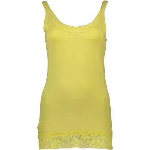 Gelbes Spitzen-Einsatz Tank Top , Damen, Größe: XS - Silvian Heach - Modalova