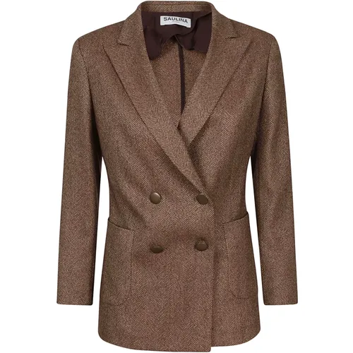 Wool Blend Jacket Made in Italy , female, Sizes: S, L - Saulina - Modalova