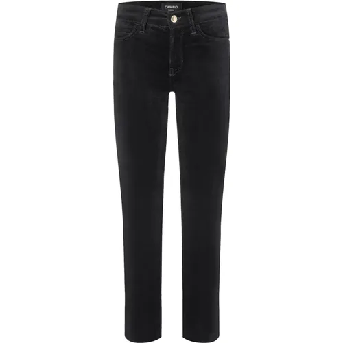 Schwarze Cropped Velour Hose , Damen, Größe: XL - CAMBIO - Modalova