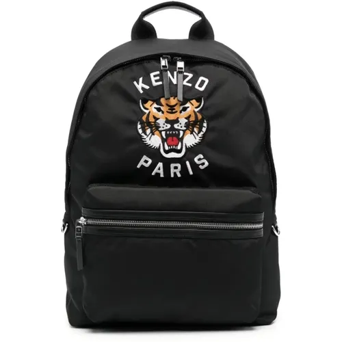 Tiger Pattern Backpack , male, Sizes: ONE SIZE - Kenzo - Modalova
