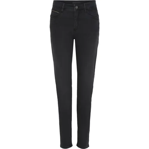 Schwarze Used-Effekt Jeans , Damen, Größe: L - C.Ro - Modalova