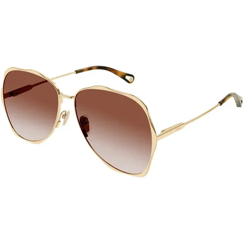 Sunglasses,Gold/Grau Sonnenbrille,Gold Gradient Grüne Sonnenbrille,Gold Gradient Braun Sonnenbrille - Chloé - Modalova