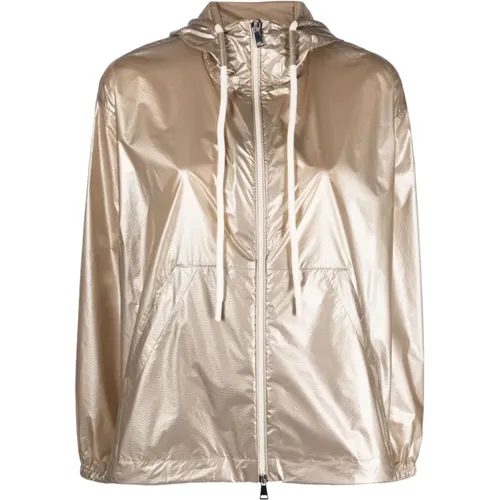 Gold-tone Tazenat Zip-up Hooded Jacket , female, Sizes: S - Moncler - Modalova