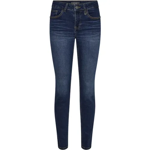 Bestickte Slim-Fit Dunkelblaue Jeans , Damen, Größe: W32 - MOS MOSH - Modalova