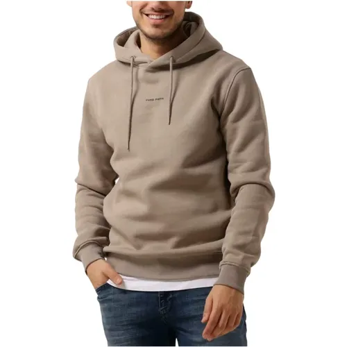 Taupe Logo Hoodie für Herren , Herren, Größe: 2XL - Pure Path - Modalova