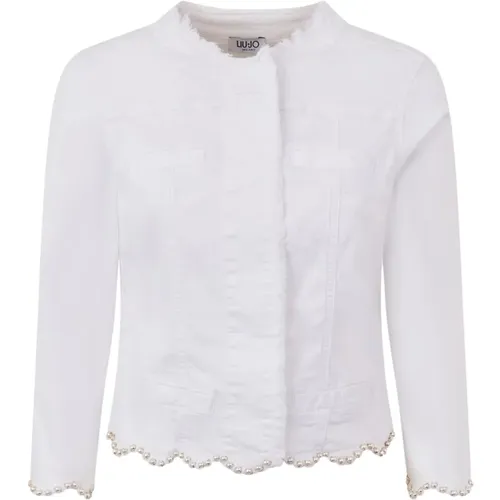 Denim Jacket with Pearl Embroidery , female, Sizes: XS - Liu Jo - Modalova