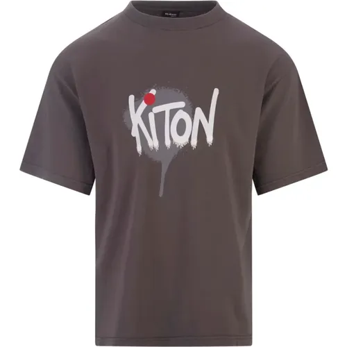 Men's Graffiti-Style T-shirt in Grey , male, Sizes: L, S, 2XL, M, XL - Kiton - Modalova