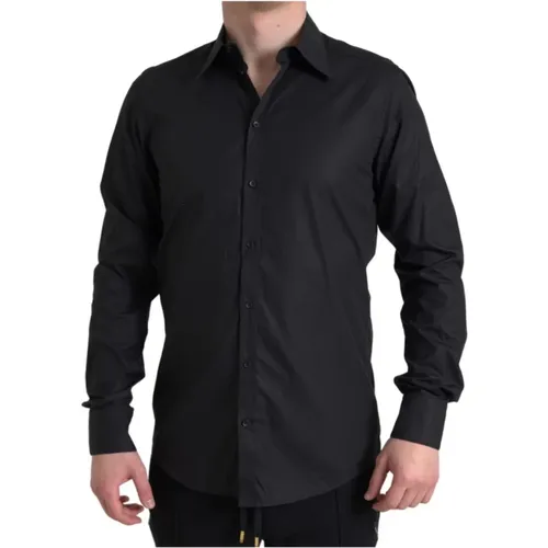 Klassisches Schwarzes Baumwollhemd , Herren, Größe: L - Dolce & Gabbana - Modalova