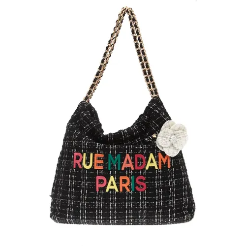 Tweed Shoulder Bag with Chain , female, Sizes: ONE SIZE - Rue Madam - Modalova