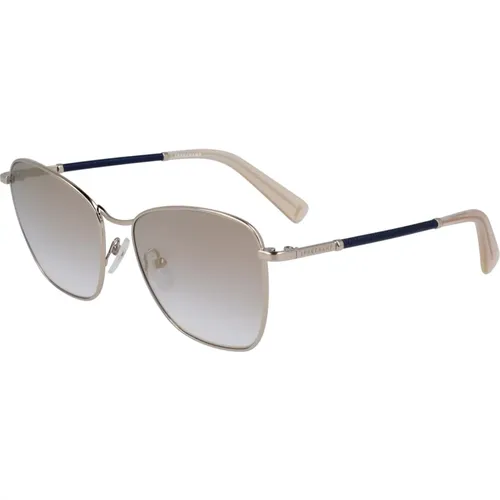 Flash Gold Blue Leather Sunglasses , female, Sizes: 55 MM - Longchamp - Modalova