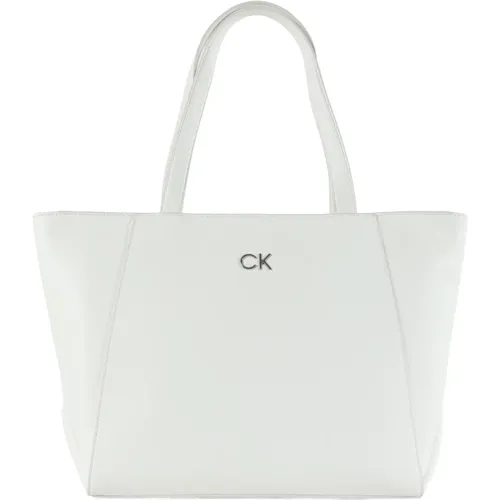 Eco-Leder Einkaufstasche mit Logoplatte - Calvin Klein - Modalova